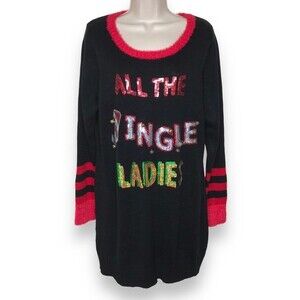 United States Sweaters All The Jingle Ladies Black Tunic Dress Womens Size Large